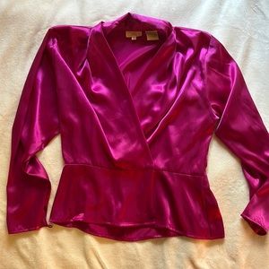 Hot Pink satin crossbody blouse